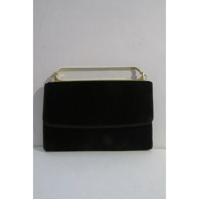 Gucci Evening W Two Way Removable Chain Strap Black Leather Velvet Shoulder Bag