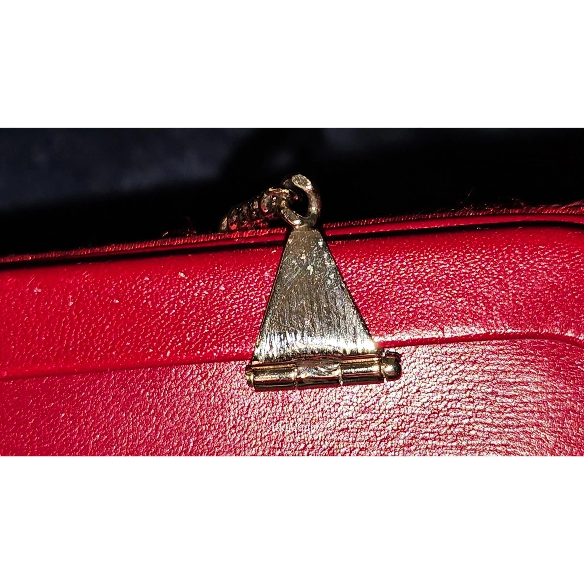 Gucci Tom Ford era red silk & silver two-way evening bag