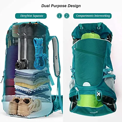 HOMIEE 50L Hiking Backpack Travel Bag Waterproof Camping Climbing