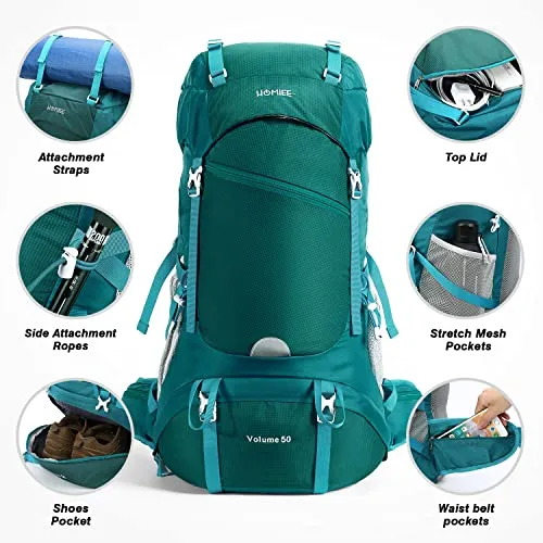HOMIEE 50L Hiking Backpack Travel Bag Waterproof Camping Climbing