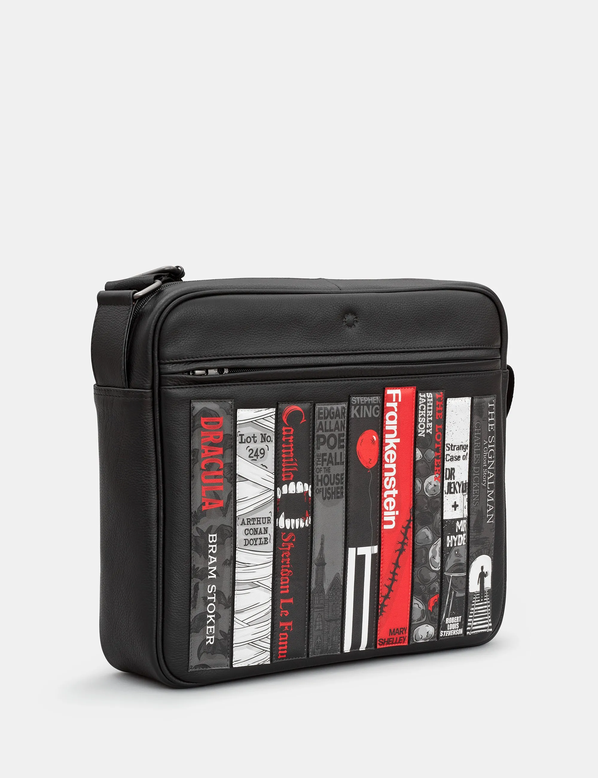 Horror Bookworm Black Leather Messenger Bag