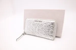 Jimmy Choo Long Wallet in Silver Canvas