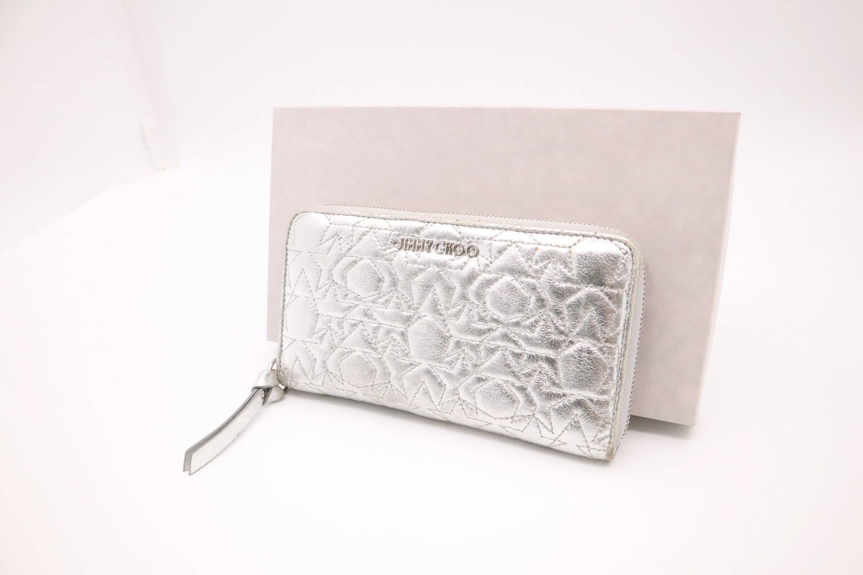 Jimmy Choo Long Wallet in Silver Canvas