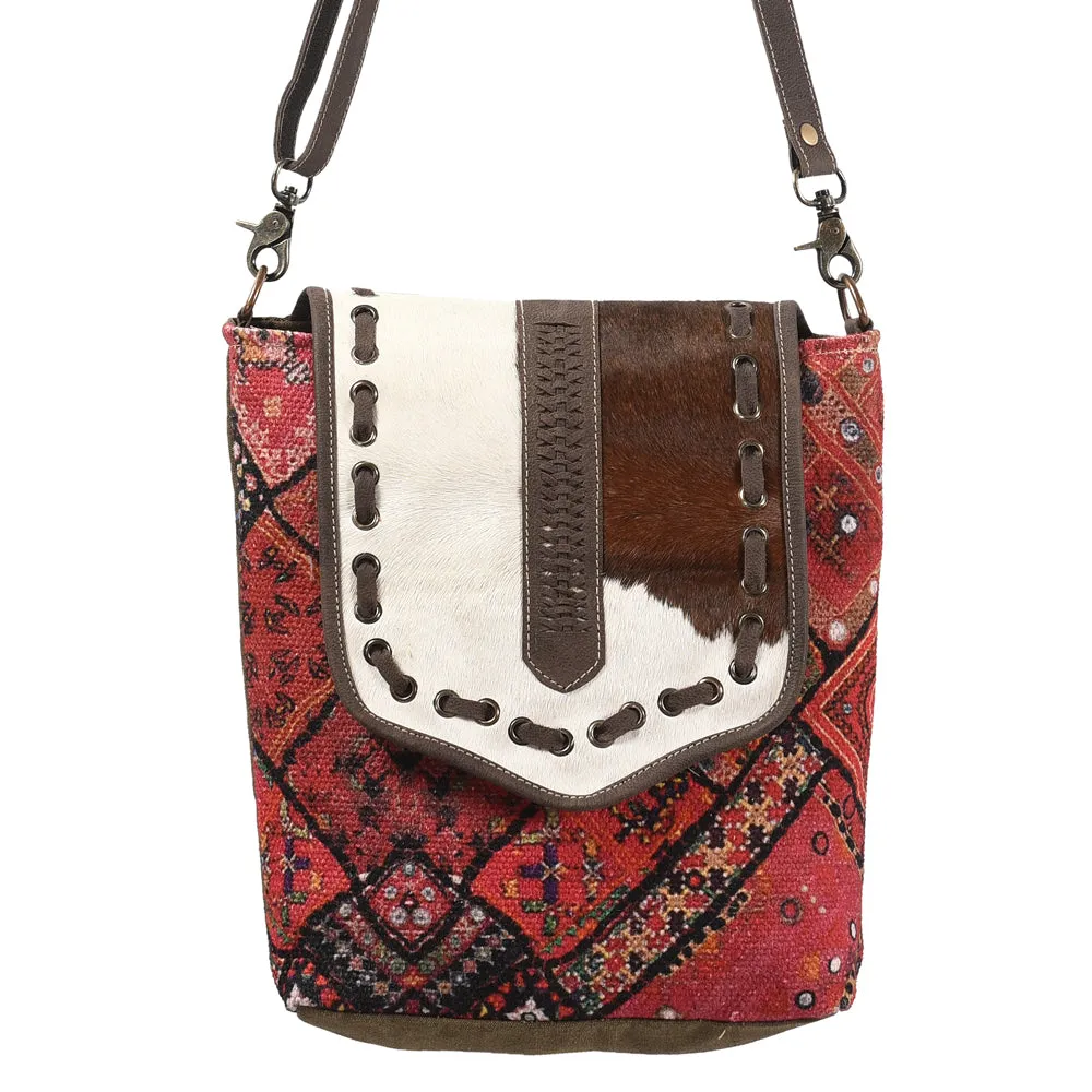 KB382 - KB382 -MESSENGER Real Cowhide Leather and Upcycled Canvas Ladies Bag Standard KB382 - KB382