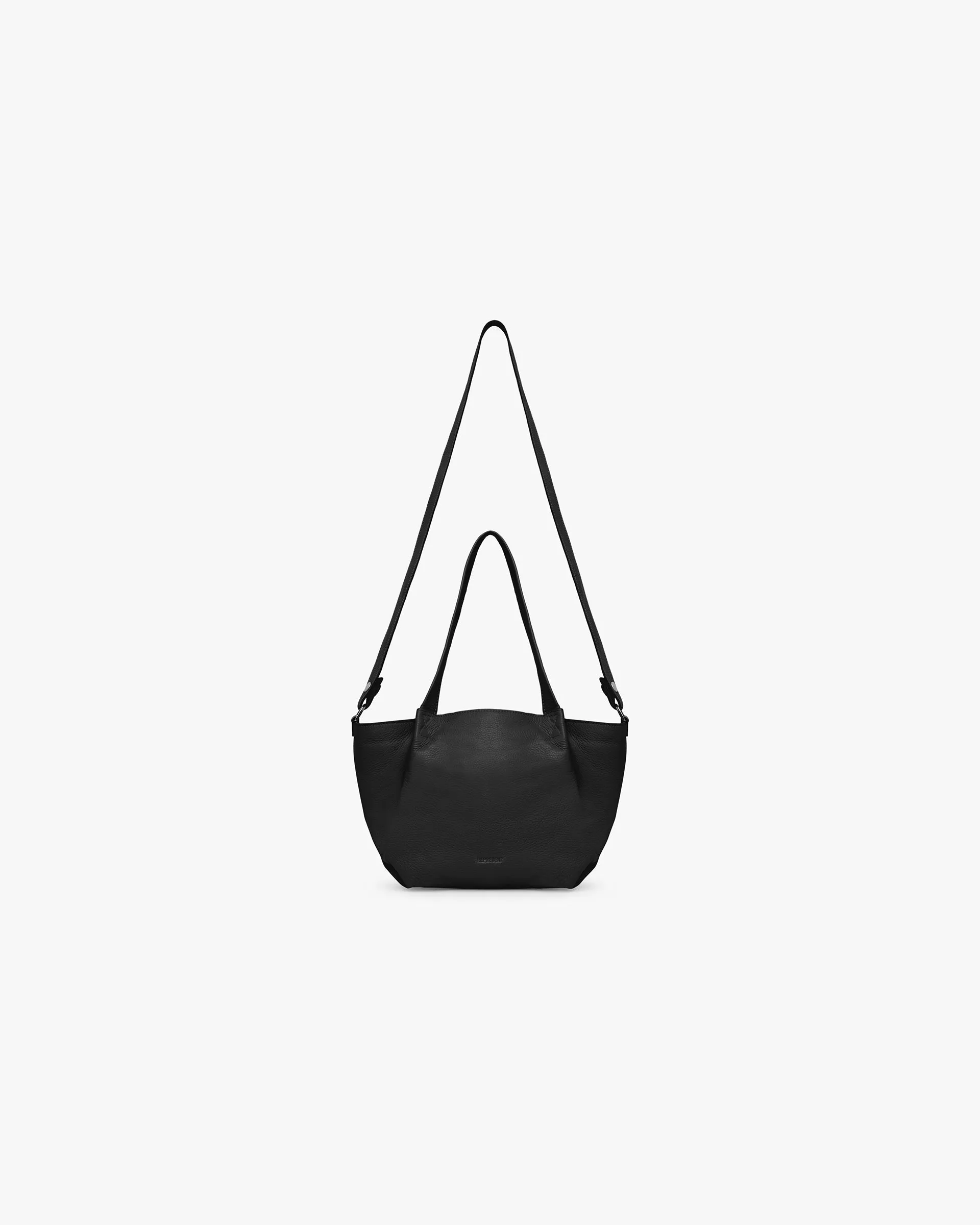 Leather Pleat Mini Tote - Jet Black