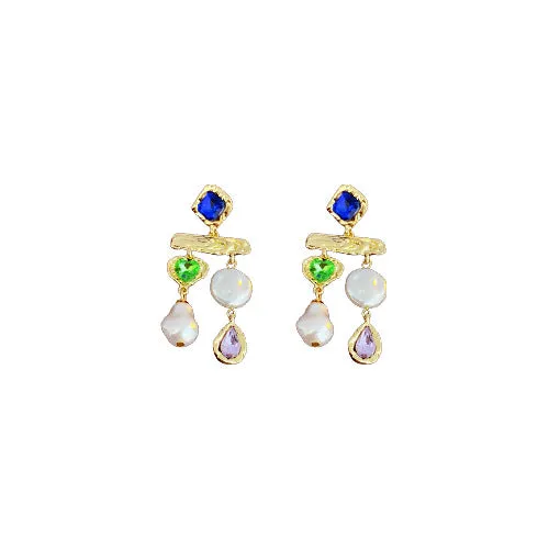 Luxurious Droplet Droplet Artificial Pearl Diamond Inlay Earrings