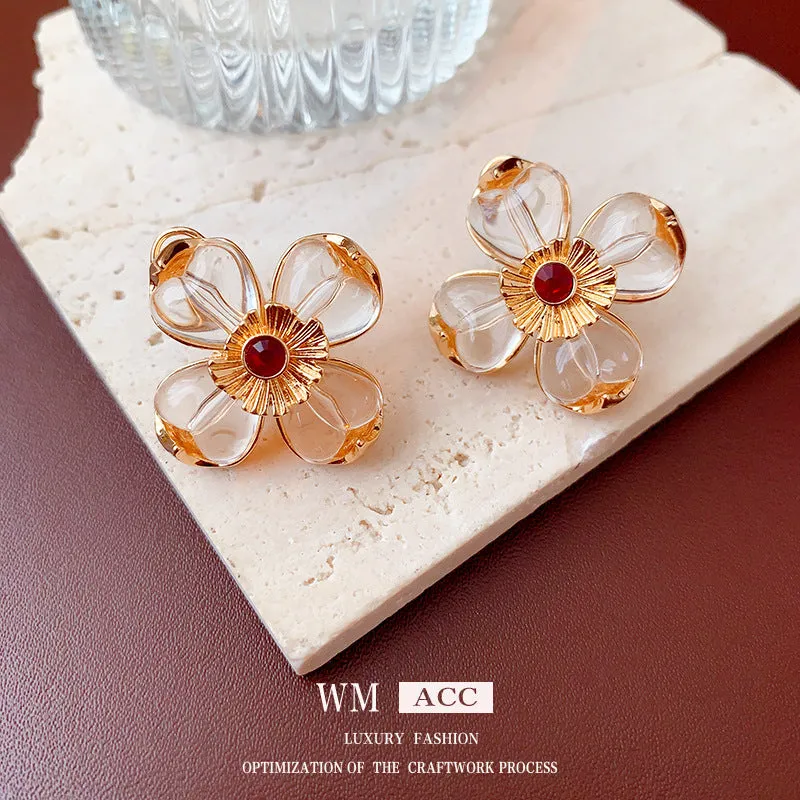 Luxurious Flower Geometric Alloy Electroplating Earrings