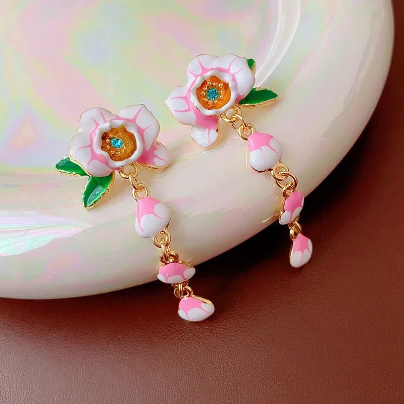 Luxurious Flower Geometric Copper Electroplating Earrings