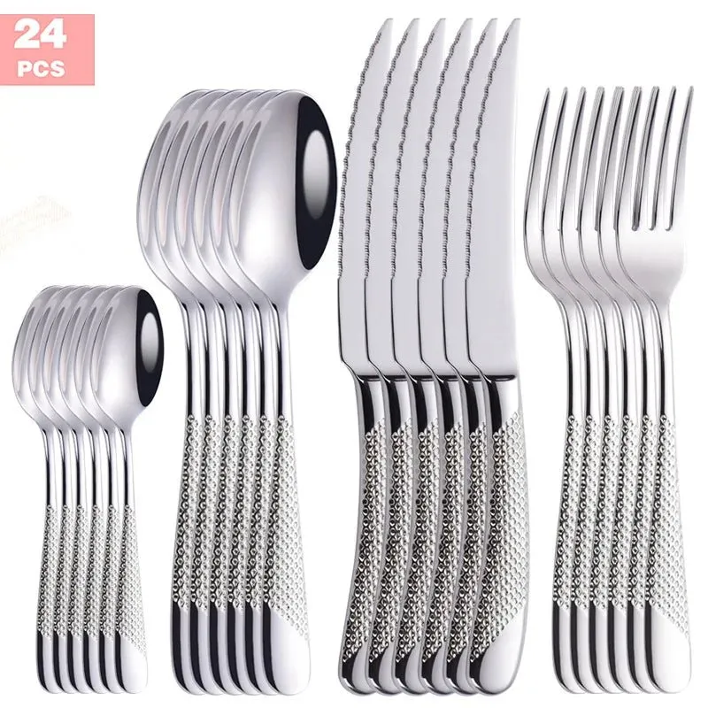 Luxurious Gold Inlay Stainless Steel Dinnerware Set 🍽️