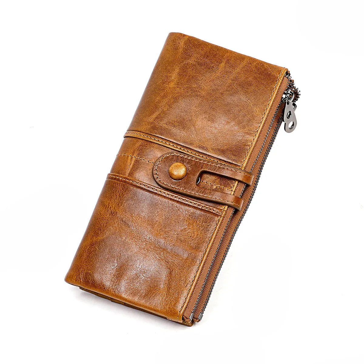 Luxurious Large-Capacity Wallet - Premium Genuine Leather, Multi-Card Organizer, Phone & Checkbook Fit, Secure Zip Coin Pouch for Daily Use