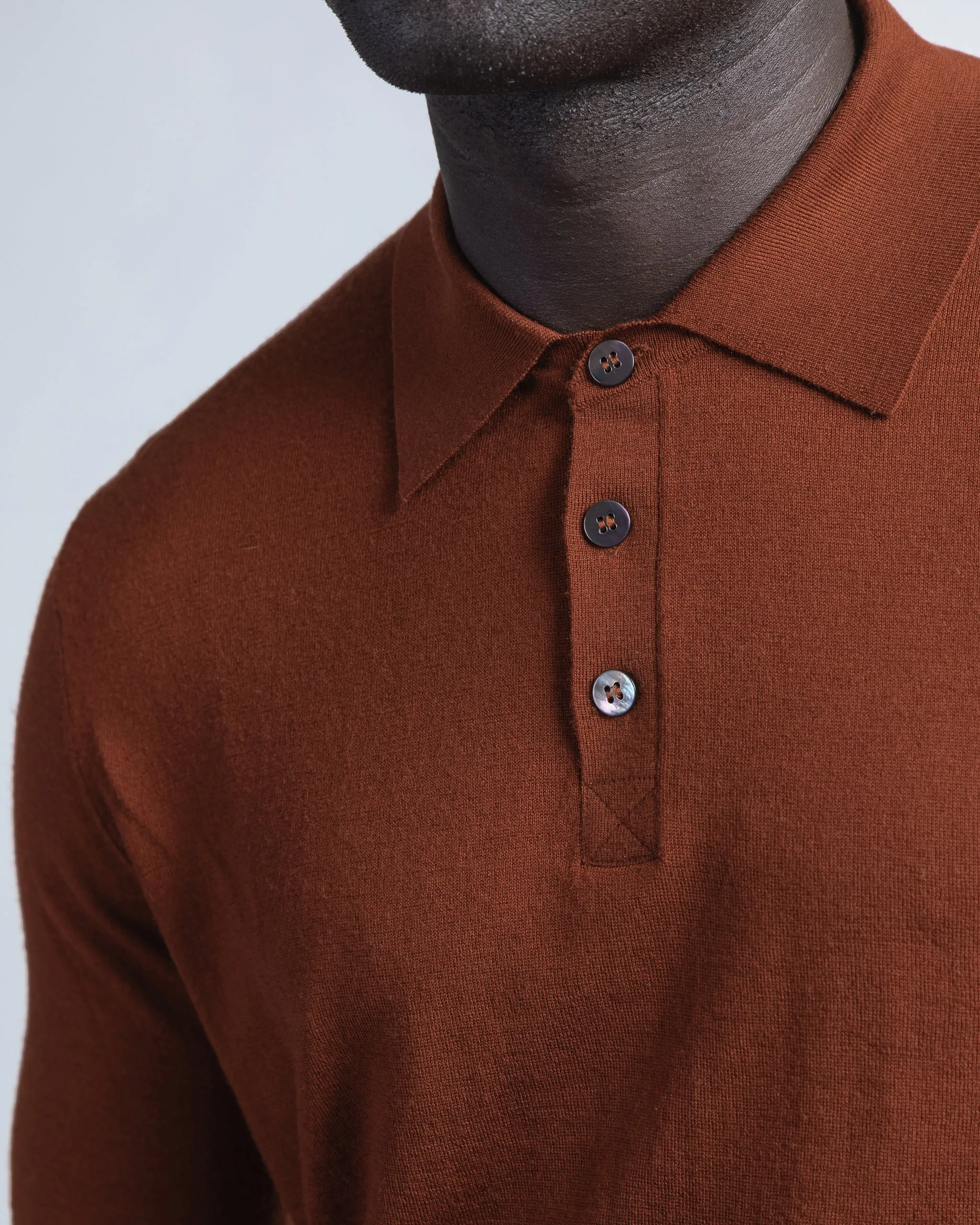 Luxurious Merino Polo in Terracotta