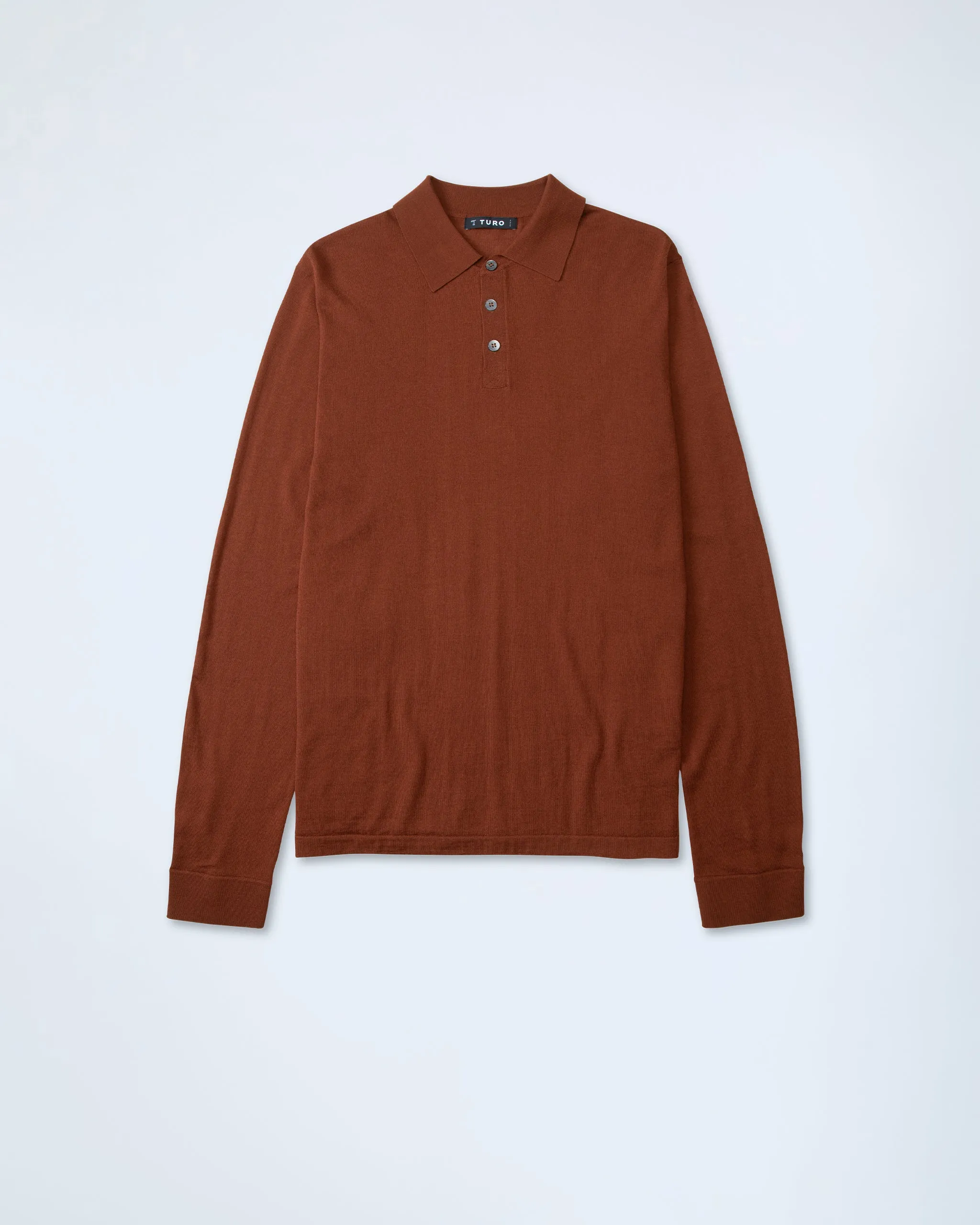Luxurious Merino Polo in Terracotta