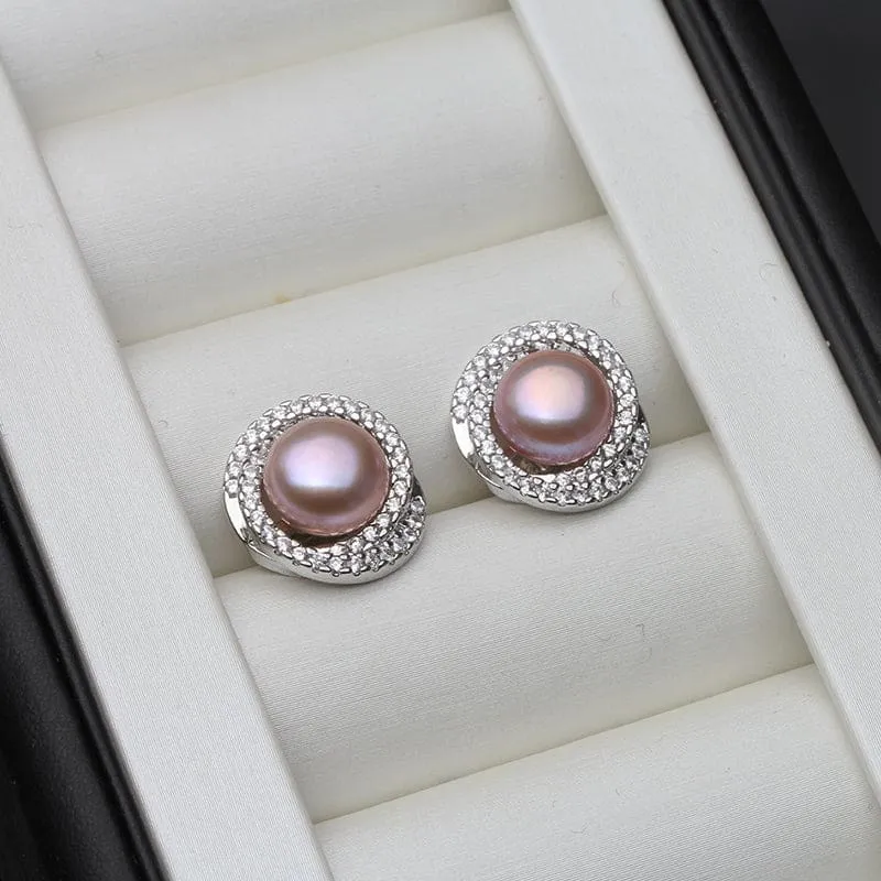 Luxurious Natural Pearl Stud Earrings For Women