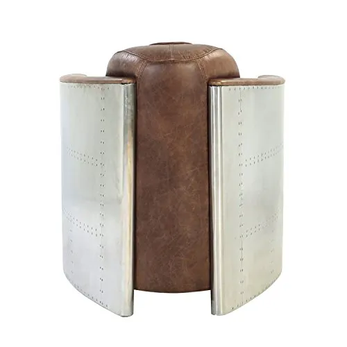 Luxurious Retro Brown Leather & Aluminum Chair