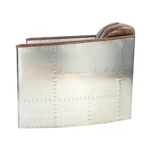 Luxurious Retro Brown Leather & Aluminum Chair