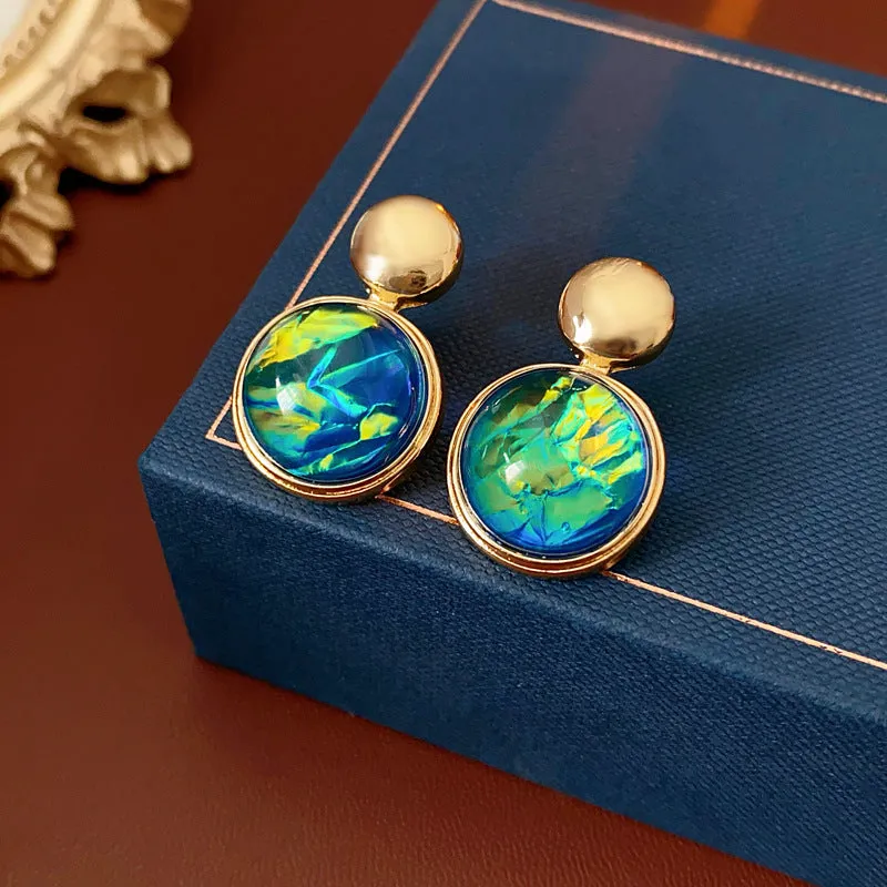 Luxurious Round Geometric Plastic Electroplating Earrings