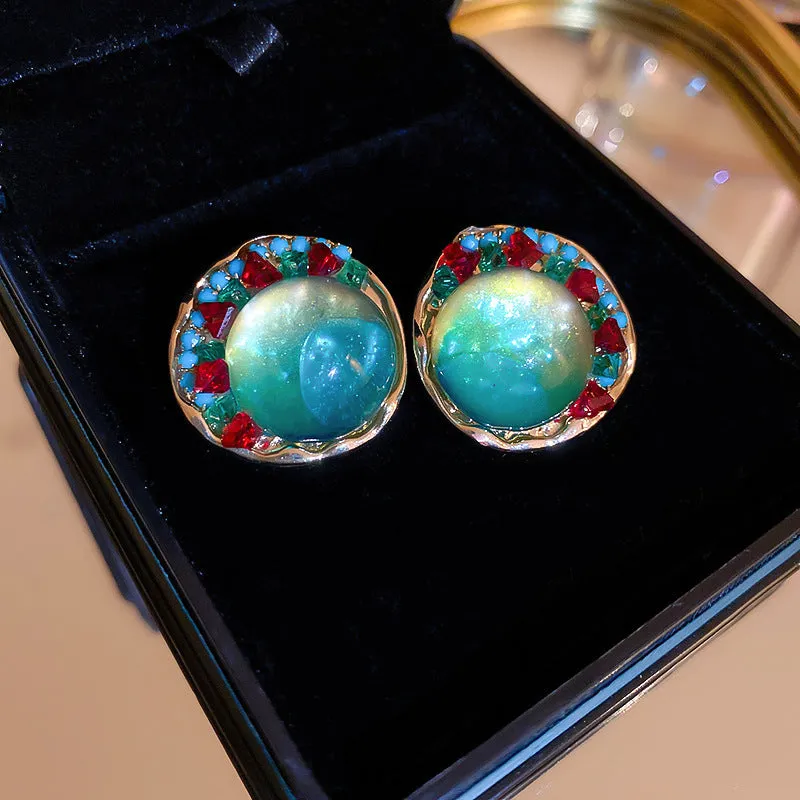 Luxurious Round Geometric Plastic Electroplating Earrings