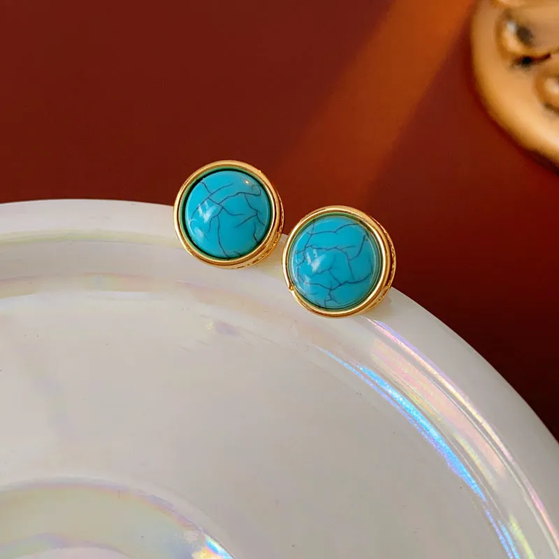 Luxurious Round Geometric Plastic Electroplating Earrings