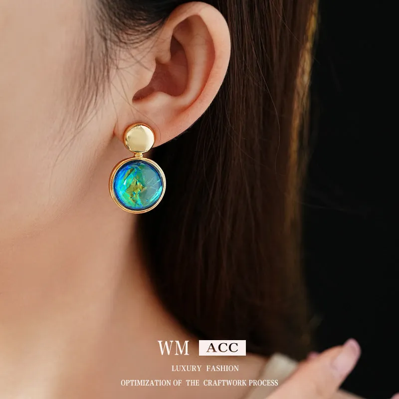 Luxurious Round Geometric Plastic Electroplating Earrings