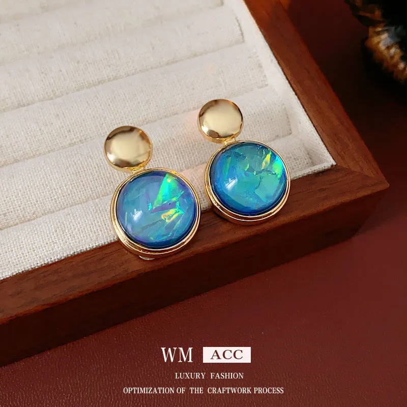 Luxurious Round Geometric Plastic Electroplating Earrings