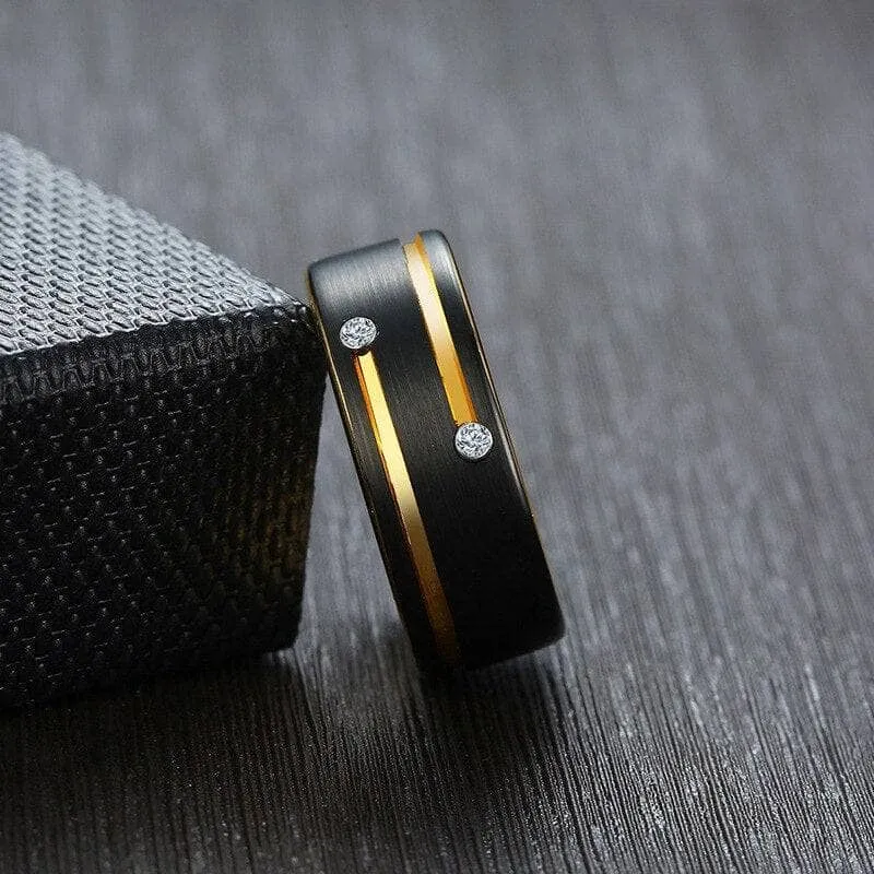 Luxurious Tungsten Wedding Band with Created Diamond