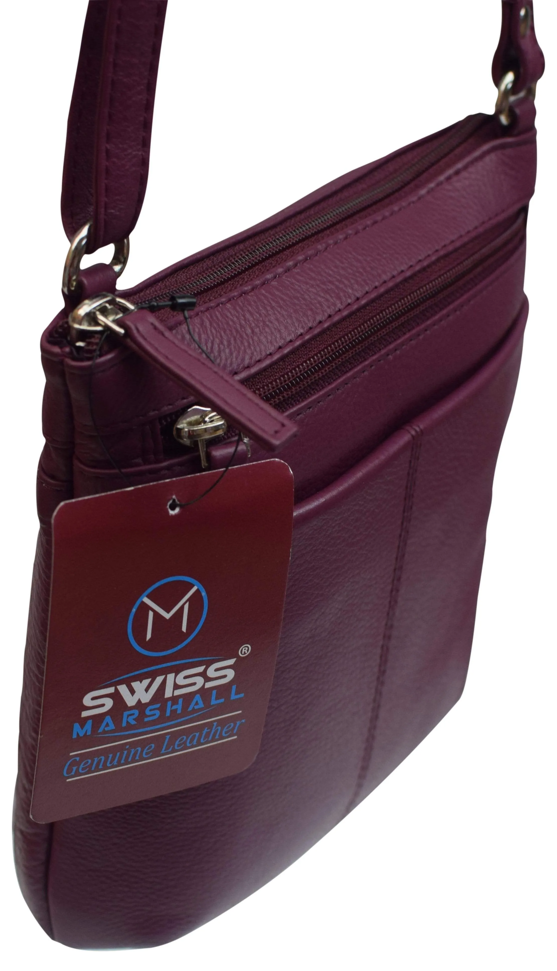 Luxury Womens Zipper Purse Handbag Genuine Leather Ladies Crossbody Shoulder Bag