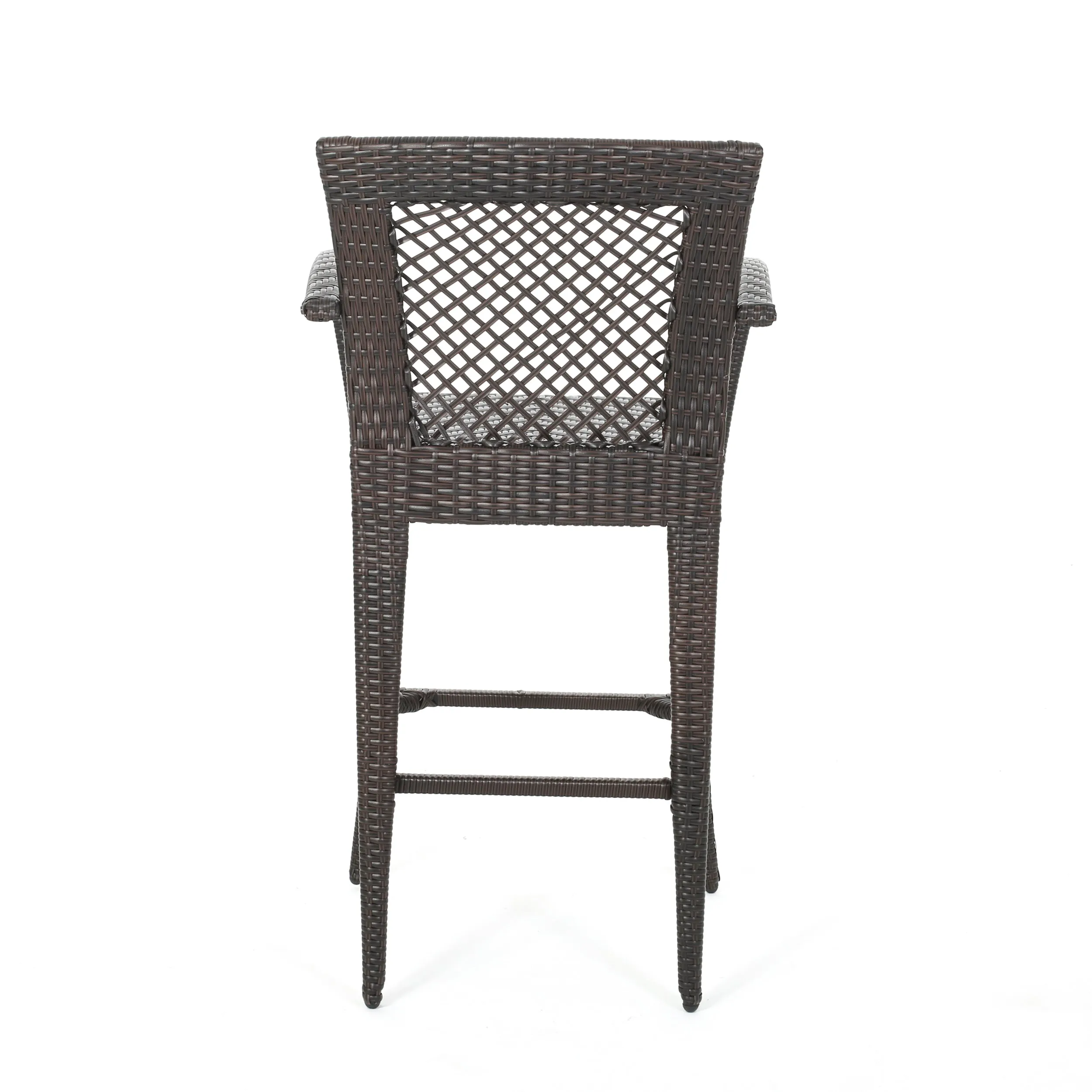 Megan Outdoor 46" Wicker Barstool (Set of 2), Multi Brown Finish