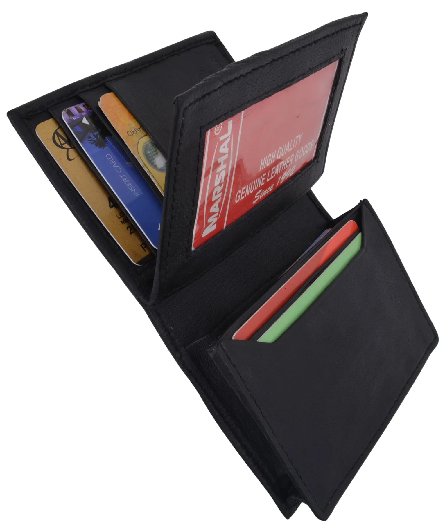 Mens Black Leather Super Light Weight Bifold Wallet 57