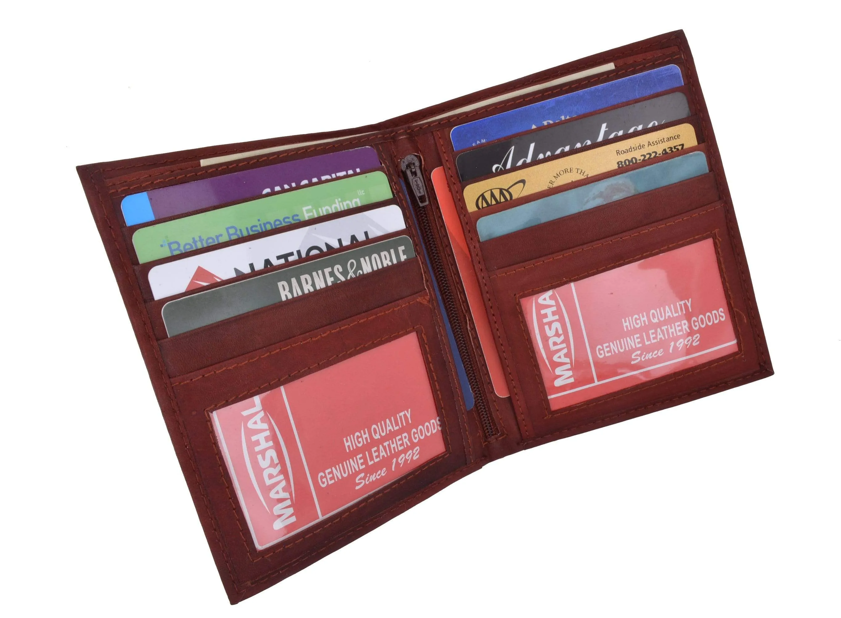 Mens Genuine Leather European Bifold Wallet Slim Hipster 2 Windows Credit Card Euro 1502 CF