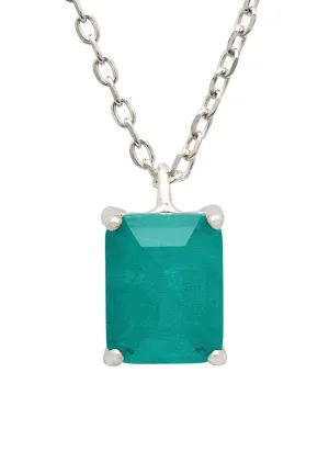 Middleton Rectangle Paraiba Tourmaline Necklace Silver