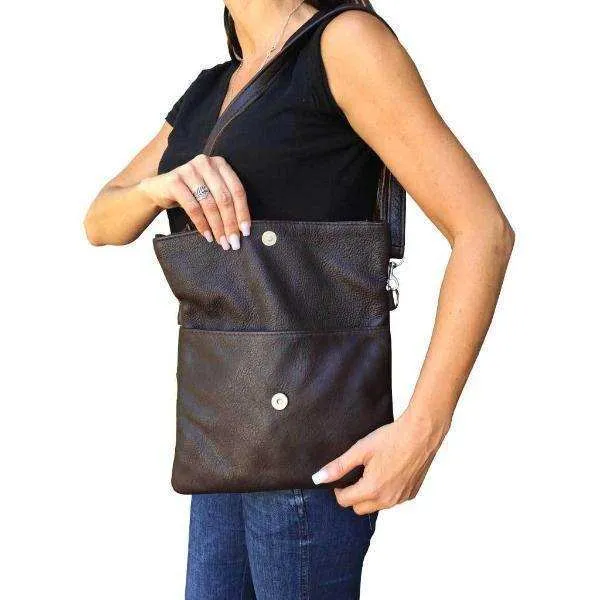 Mirelle Genuine Leather Fold Over Messenger Handbag