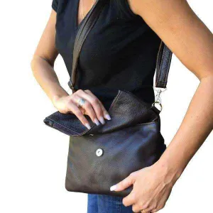 Mirelle Genuine Leather Fold Over Messenger Handbag