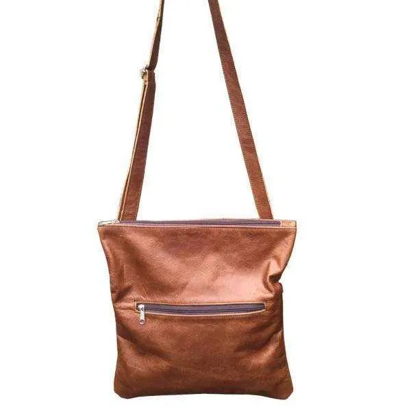 Mirelle Genuine Leather Fold Over Messenger Handbag