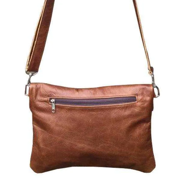 Mirelle Genuine Leather Fold Over Messenger Handbag