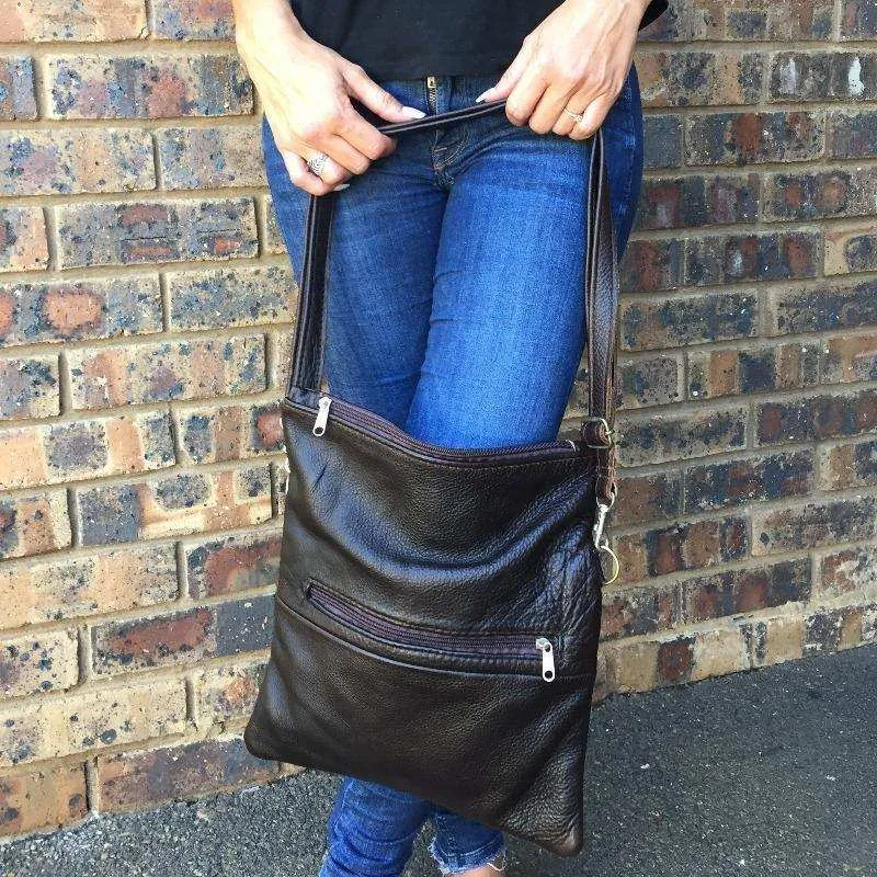 Mirelle Genuine Leather Fold Over Messenger Handbag