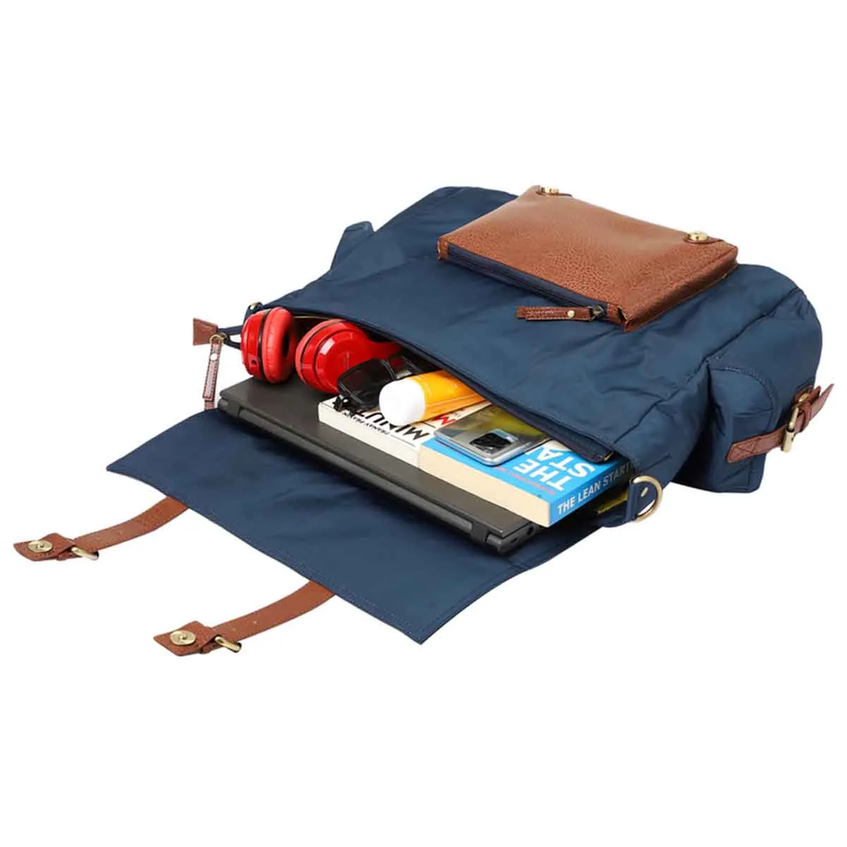 Mona B - Unisex Messenger Bag for upto 14" Laptop/Mac Book/Tablet with Stylish Design: Hudson Navy - RP-307 NAV