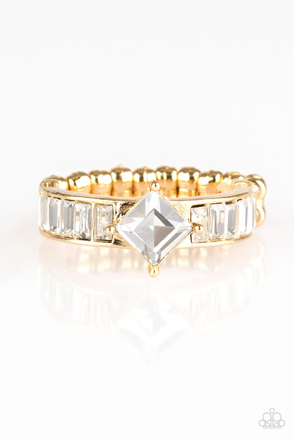 Open Door Jewelry - Elegantly Ever After - Gold Ring - Paparazzi Accessories