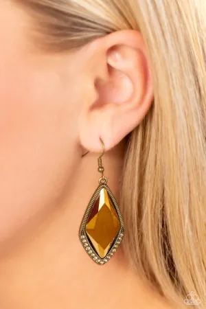 Paparazzi Earring ~ Deco Dazzle - Brass