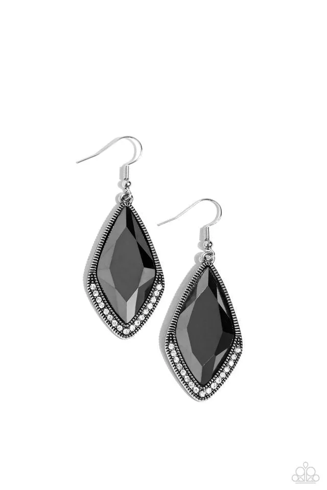 Paparazzi Earring ~ Deco Dazzle - Silver