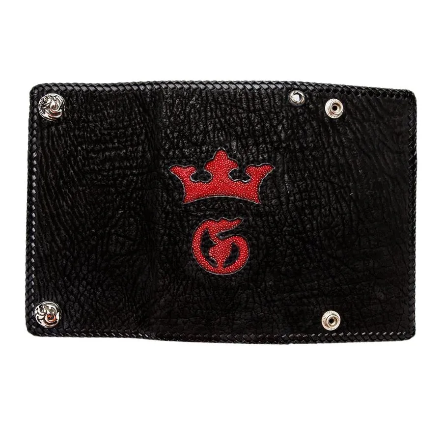Red Crown Shark Skin Biker Wallet