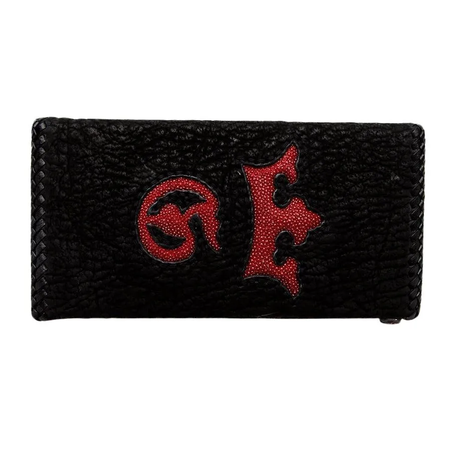 Red Crown Shark Skin Biker Wallet