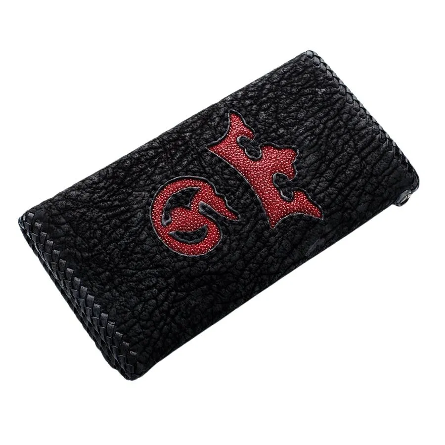 Red Crown Shark Skin Biker Wallet