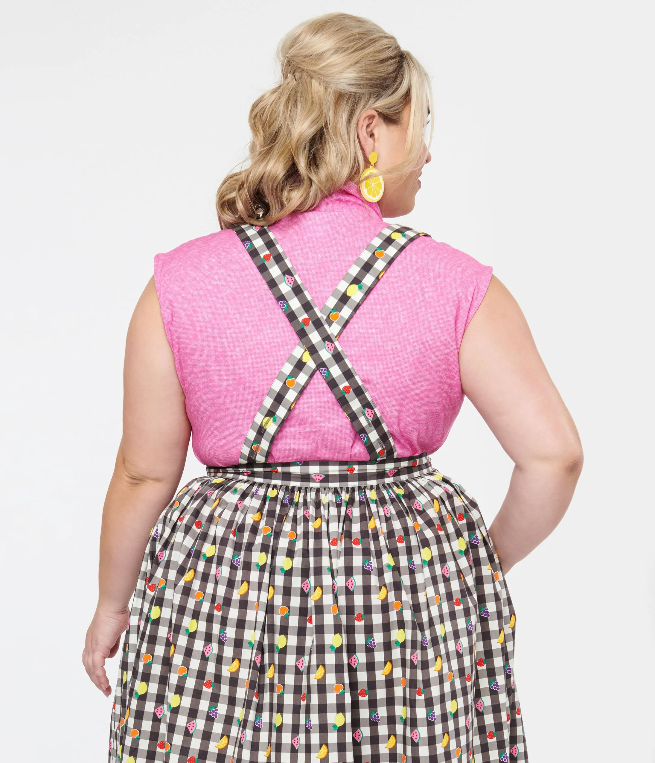 Retrolicious Plus Size 1950s Hot Pink Cotton Bow Top