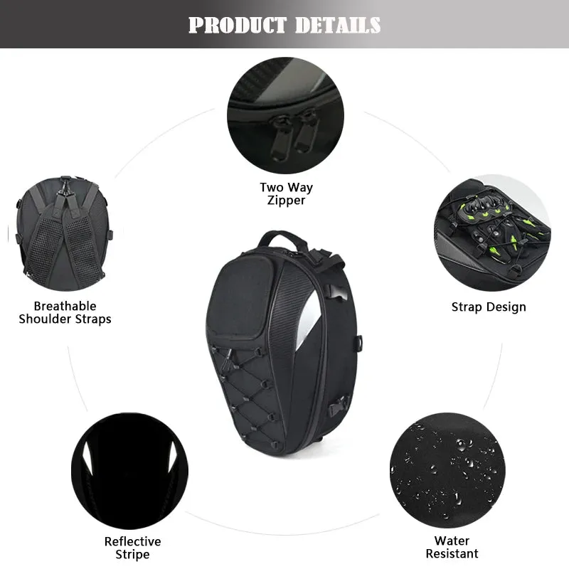 Revolutionize Your Ride: Dual-Use Motorcycle Tail Bag – Backpack, Tail Bag, and Helmet Storage All-in-One