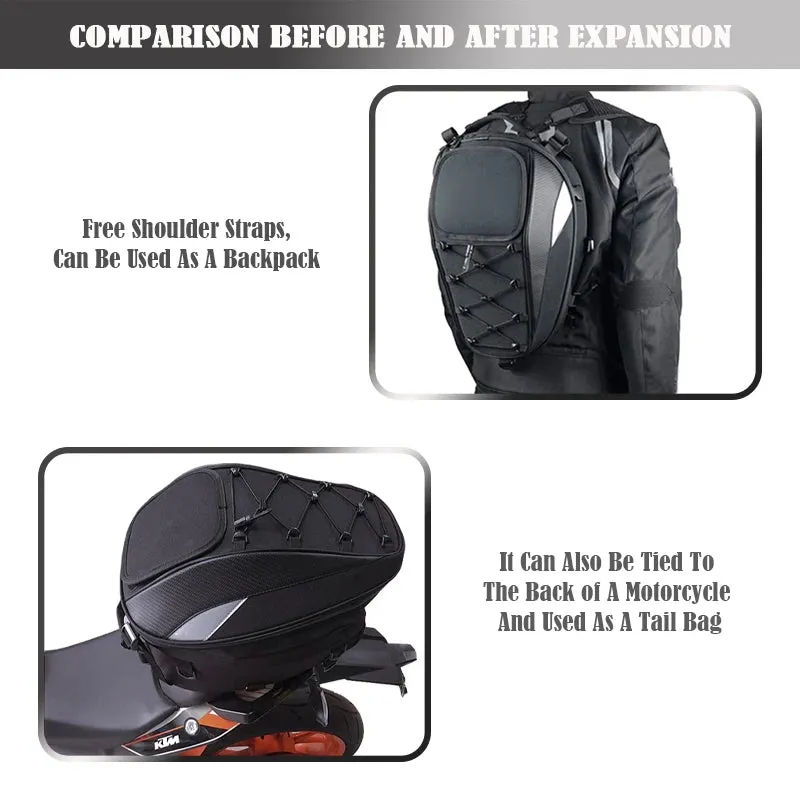 Revolutionize Your Ride: Dual-Use Motorcycle Tail Bag – Backpack, Tail Bag, and Helmet Storage All-in-One