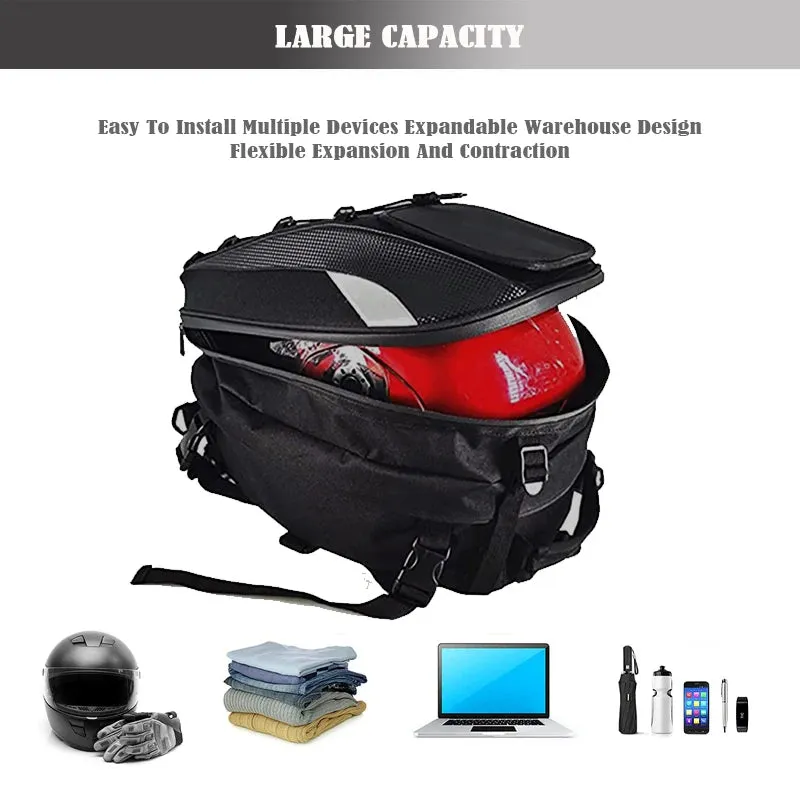 Revolutionize Your Ride: Dual-Use Motorcycle Tail Bag – Backpack, Tail Bag, and Helmet Storage All-in-One