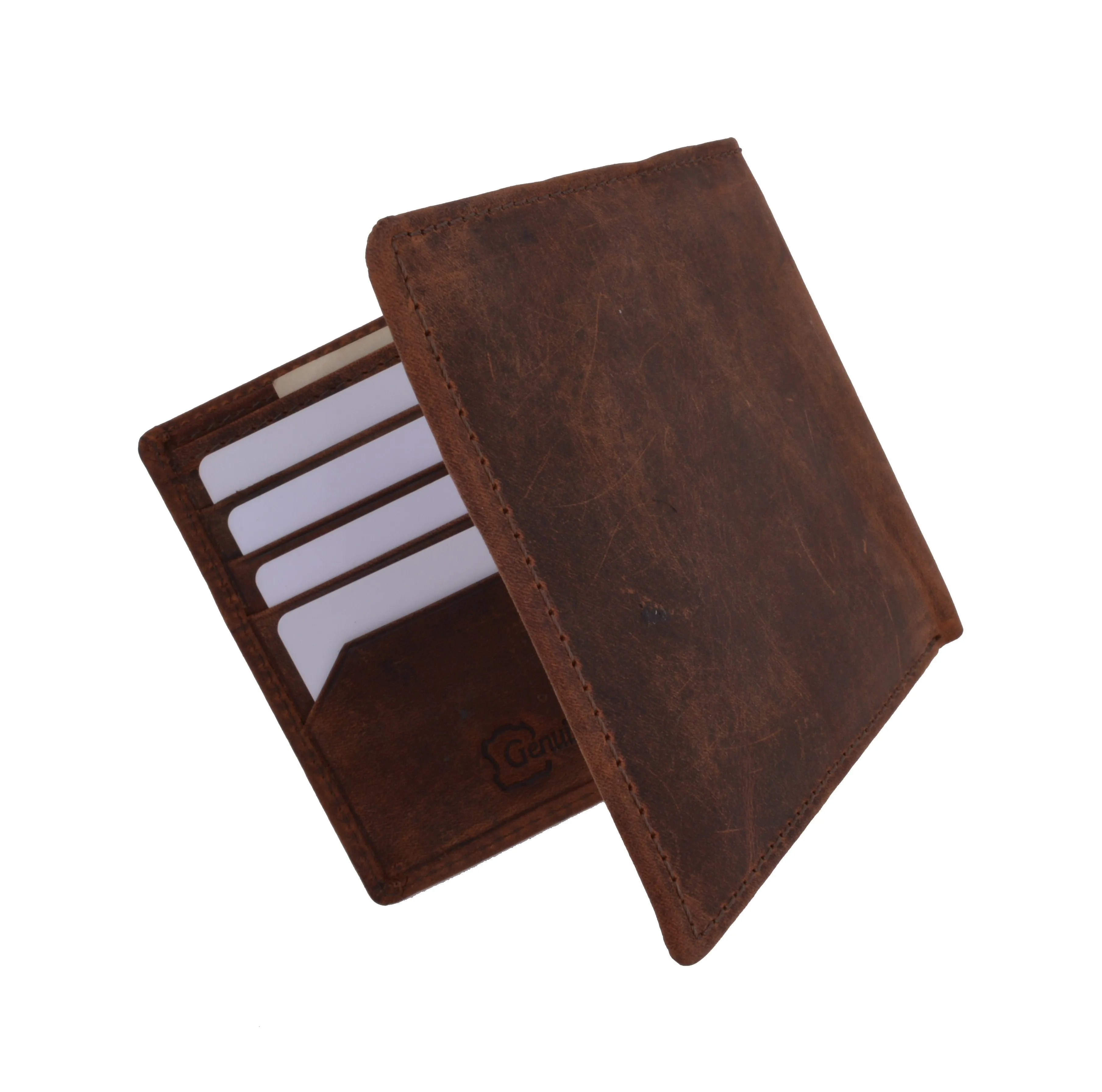 RFID Blocking Men's Vintage Genuine Leather Slim Bifold Wallet RFIDP60HTC