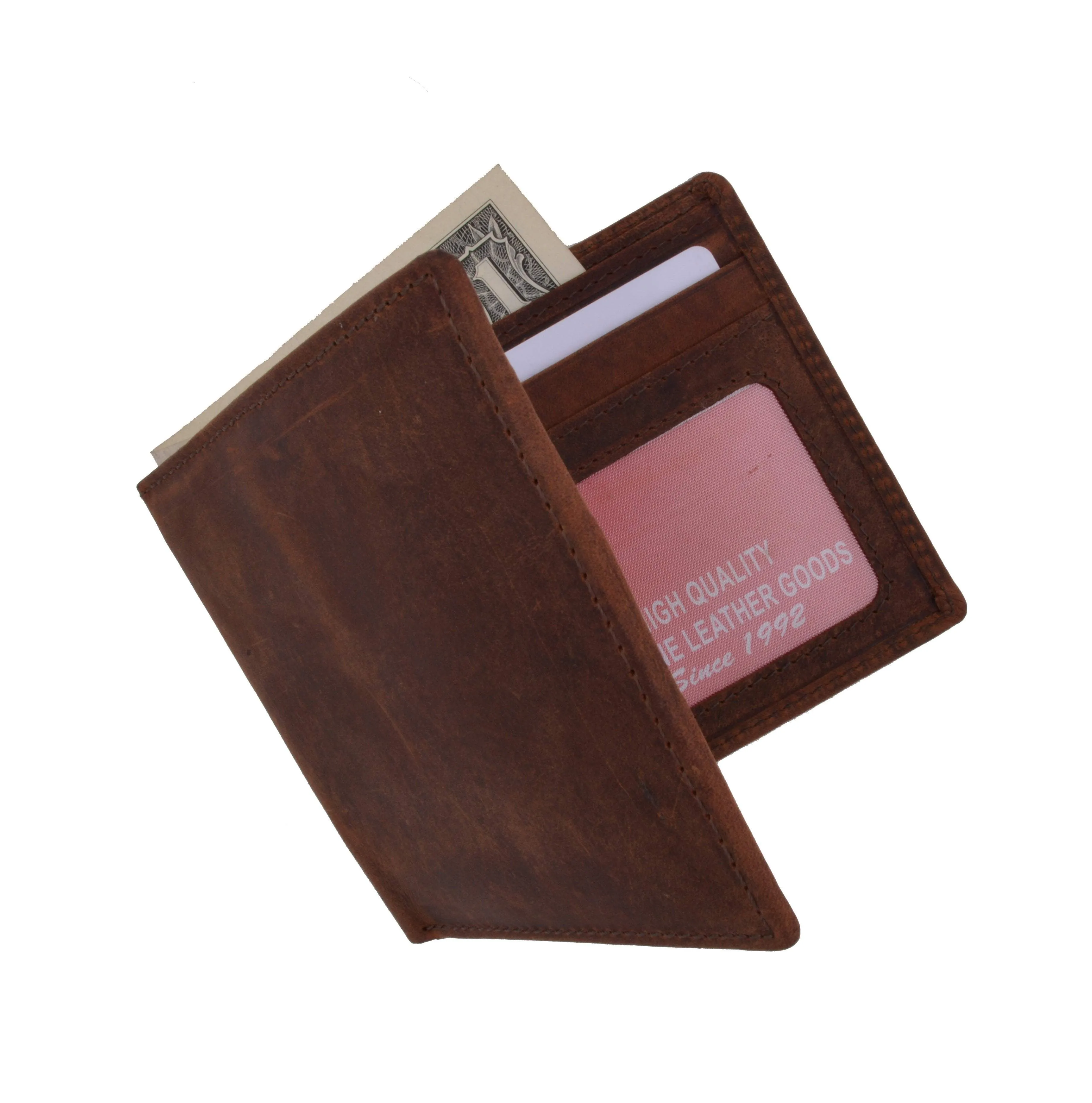 RFID Blocking Men's Vintage Genuine Leather Slim Bifold Wallet RFIDP60HTC