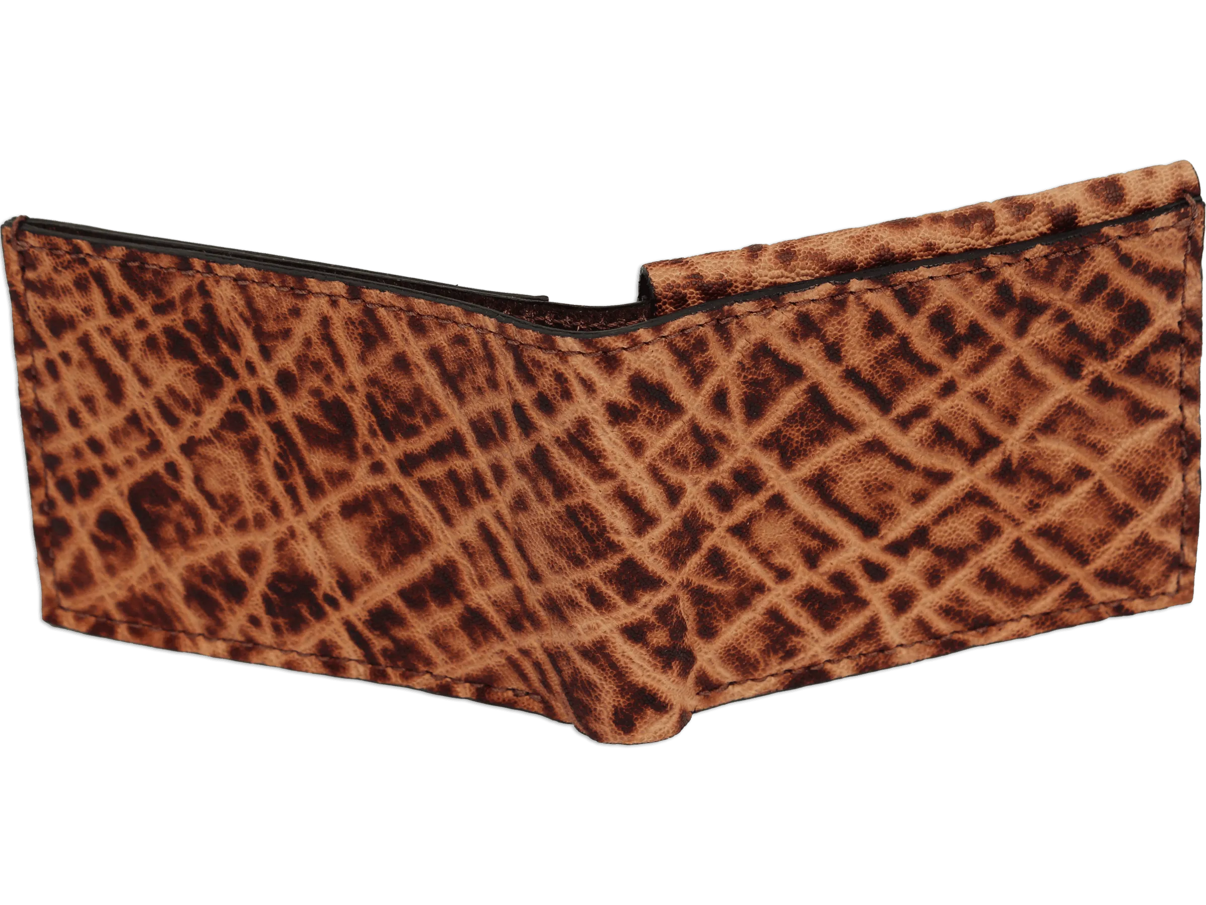 Rustic Brown Elephant Luxury Designer Exotic Bifold Wallet With Flip Up ID Window