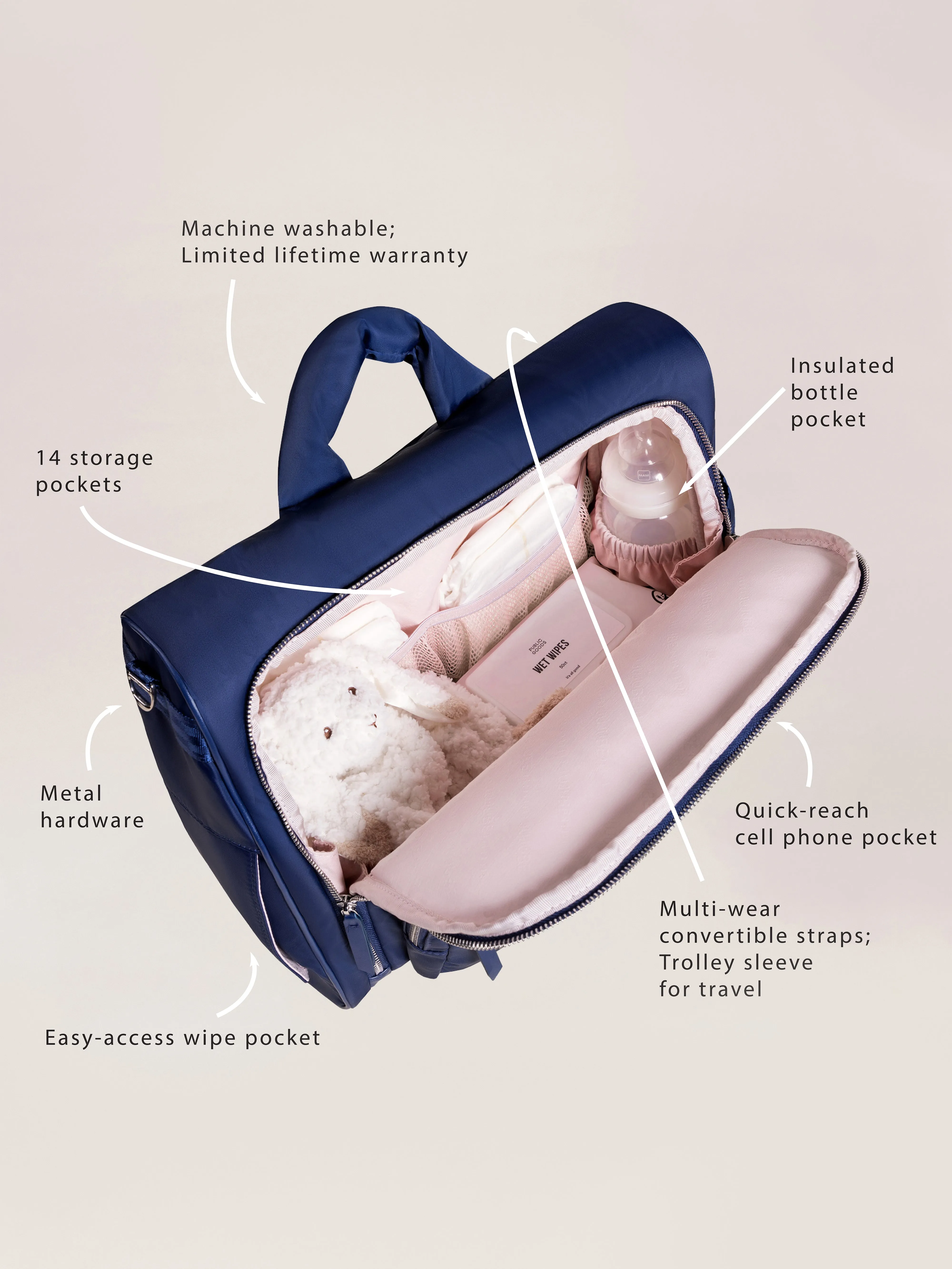 Satchel Diaper Bag | Navy